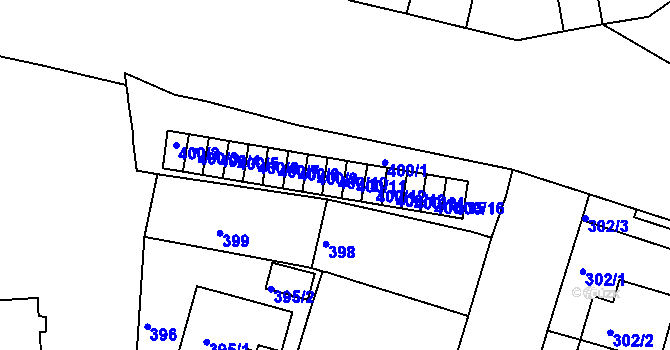 Parcela st. 400/10 v KÚ Malešice, Katastrální mapa