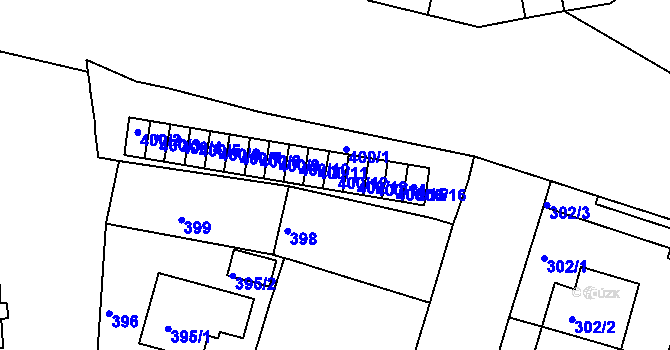 Parcela st. 400/12 v KÚ Malešice, Katastrální mapa