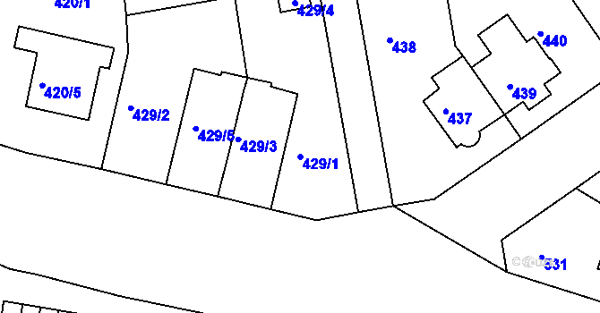Parcela st. 429/1 v KÚ Malešice, Katastrální mapa