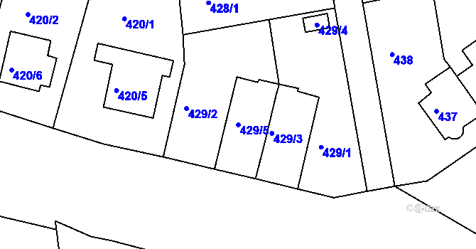 Parcela st. 429/5 v KÚ Malešice, Katastrální mapa