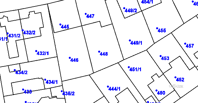 Parcela st. 448 v KÚ Malešice, Katastrální mapa