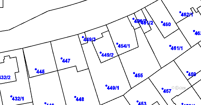 Parcela st. 449/2 v KÚ Malešice, Katastrální mapa