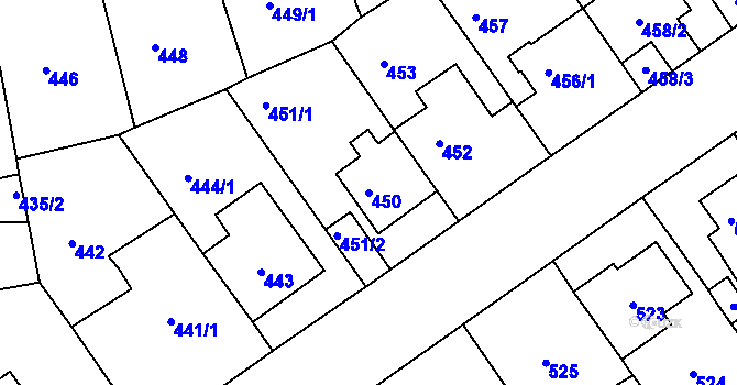 Parcela st. 450 v KÚ Malešice, Katastrální mapa
