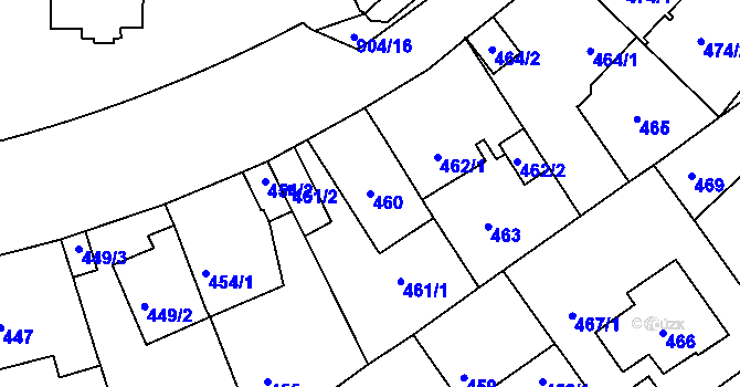 Parcela st. 460 v KÚ Malešice, Katastrální mapa