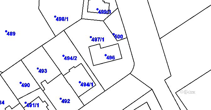 Parcela st. 496 v KÚ Malešice, Katastrální mapa