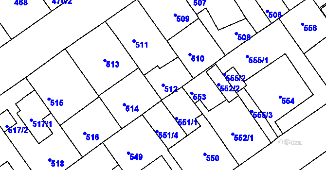 Parcela st. 512 v KÚ Malešice, Katastrální mapa