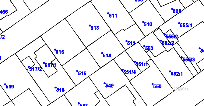 Parcela st. 514 v KÚ Malešice, Katastrální mapa