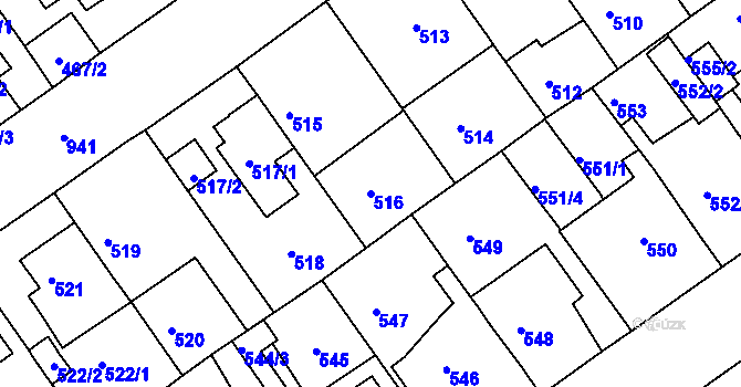 Parcela st. 516 v KÚ Malešice, Katastrální mapa