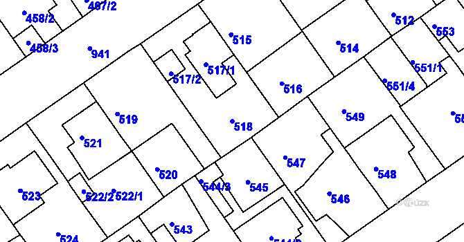 Parcela st. 518 v KÚ Malešice, Katastrální mapa
