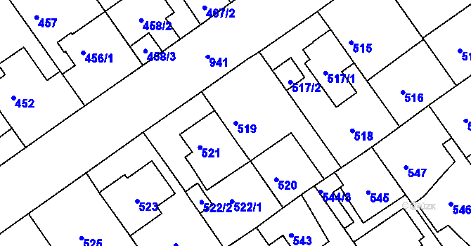 Parcela st. 519 v KÚ Malešice, Katastrální mapa