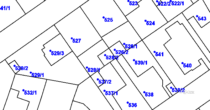 Parcela st. 528/2 v KÚ Malešice, Katastrální mapa