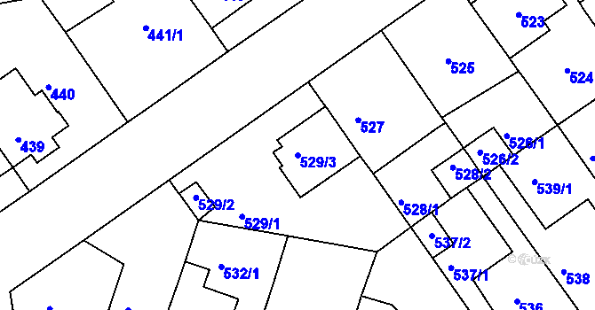 Parcela st. 529/3 v KÚ Malešice, Katastrální mapa