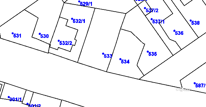 Parcela st. 533 v KÚ Malešice, Katastrální mapa