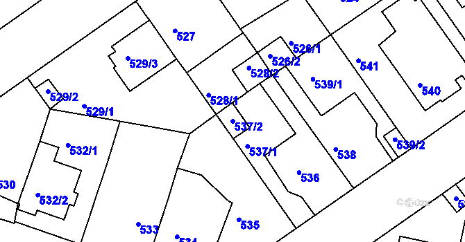 Parcela st. 537/2 v KÚ Malešice, Katastrální mapa