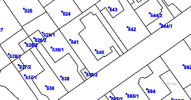 Parcela st. 540 v KÚ Malešice, Katastrální mapa