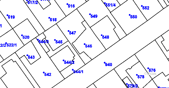 Parcela st. 546 v KÚ Malešice, Katastrální mapa