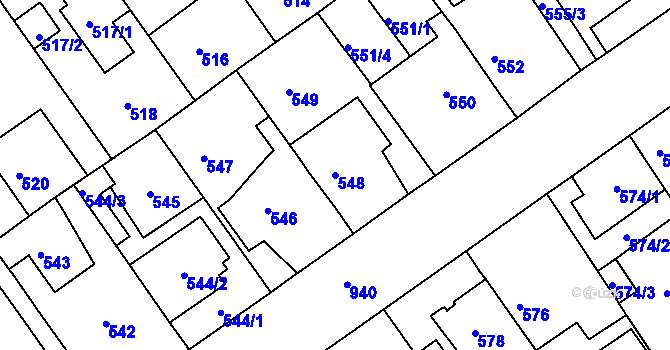 Parcela st. 548 v KÚ Malešice, Katastrální mapa