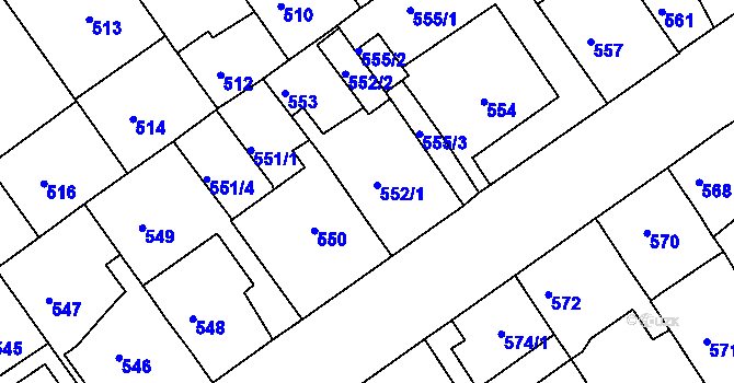 Parcela st. 552 v KÚ Malešice, Katastrální mapa