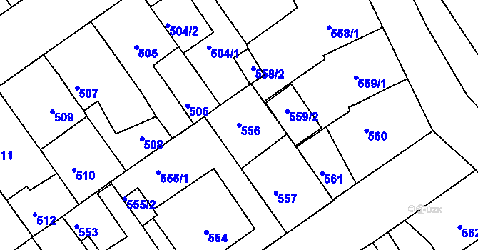 Parcela st. 556 v KÚ Malešice, Katastrální mapa