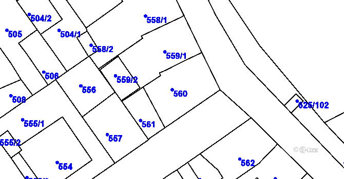 Parcela st. 560 v KÚ Malešice, Katastrální mapa