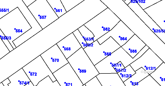 Parcela st. 563/2 v KÚ Malešice, Katastrální mapa