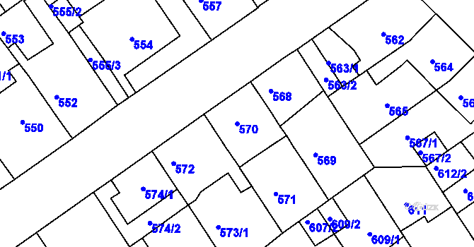 Parcela st. 570 v KÚ Malešice, Katastrální mapa
