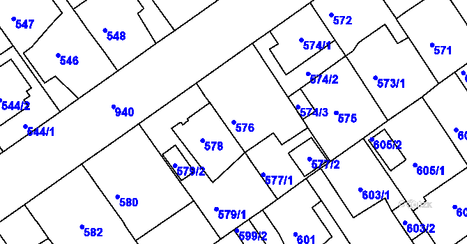 Parcela st. 576 v KÚ Malešice, Katastrální mapa