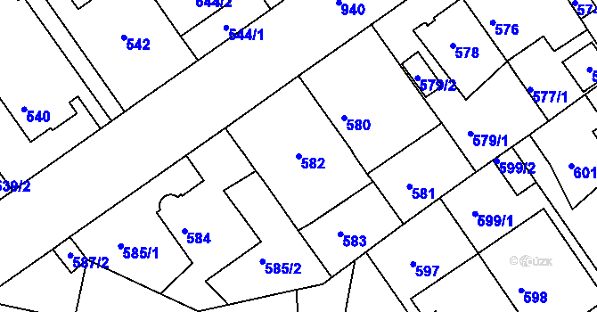 Parcela st. 582 v KÚ Malešice, Katastrální mapa