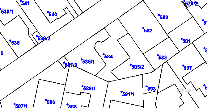 Parcela st. 584 v KÚ Malešice, Katastrální mapa