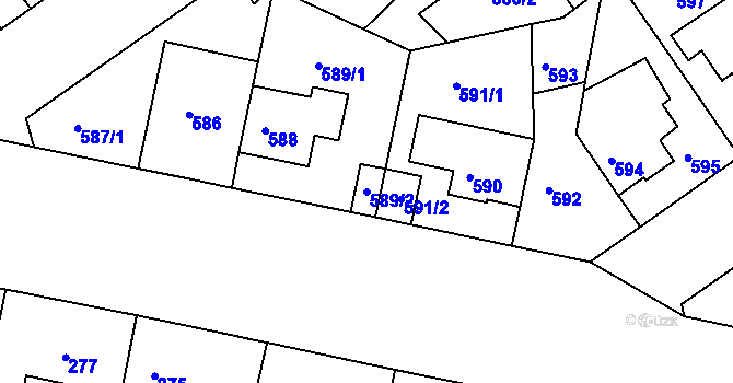 Parcela st. 589/2 v KÚ Malešice, Katastrální mapa