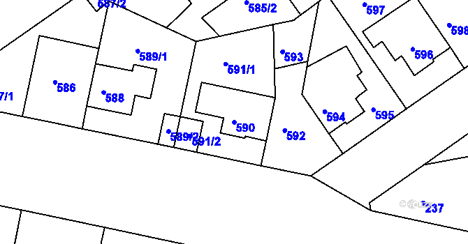 Parcela st. 590 v KÚ Malešice, Katastrální mapa