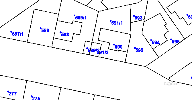 Parcela st. 591/2 v KÚ Malešice, Katastrální mapa