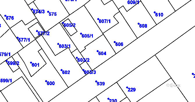 Parcela st. 604 v KÚ Malešice, Katastrální mapa