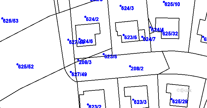 Parcela st. 623/5 v KÚ Malešice, Katastrální mapa