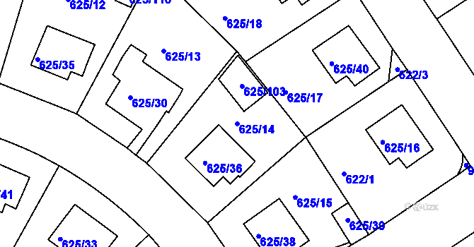 Parcela st. 625/14 v KÚ Malešice, Katastrální mapa