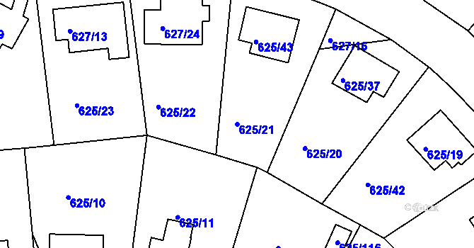 Parcela st. 625/21 v KÚ Malešice, Katastrální mapa