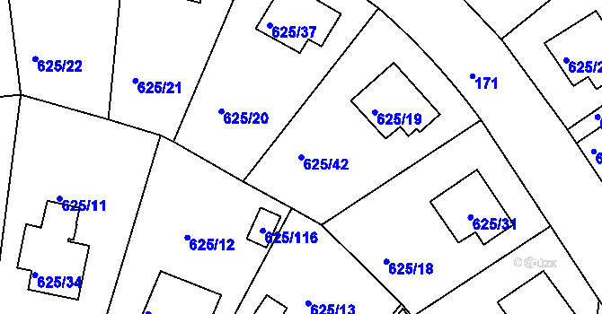 Parcela st. 625/42 v KÚ Malešice, Katastrální mapa