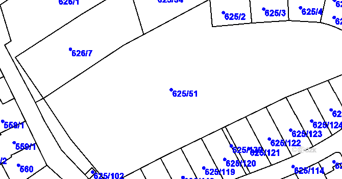 Parcela st. 625/51 v KÚ Malešice, Katastrální mapa