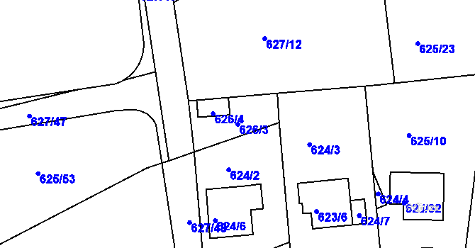 Parcela st. 626/3 v KÚ Malešice, Katastrální mapa