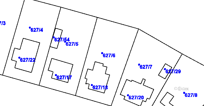 Parcela st. 627/6 v KÚ Malešice, Katastrální mapa
