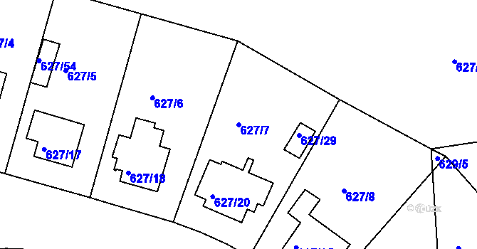 Parcela st. 627/7 v KÚ Malešice, Katastrální mapa
