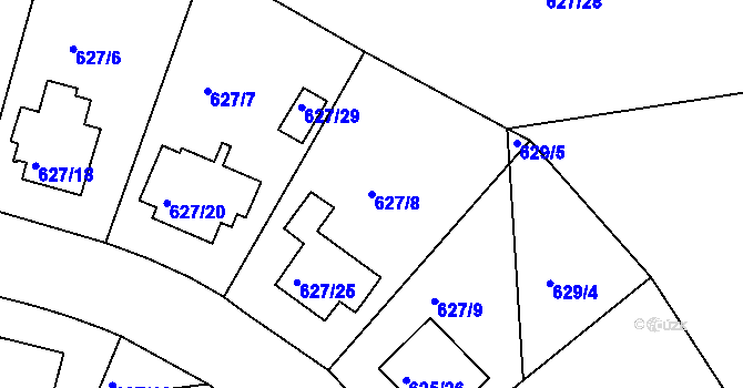Parcela st. 627/8 v KÚ Malešice, Katastrální mapa