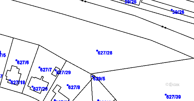 Parcela st. 627/28 v KÚ Malešice, Katastrální mapa