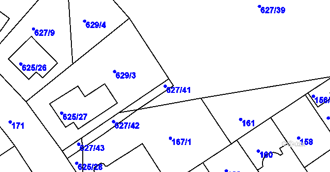 Parcela st. 627/41 v KÚ Malešice, Katastrální mapa