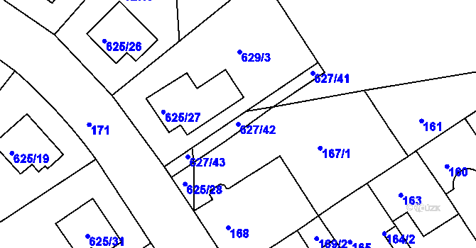 Parcela st. 627/42 v KÚ Malešice, Katastrální mapa
