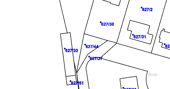Parcela st. 627/44 v KÚ Malešice, Katastrální mapa