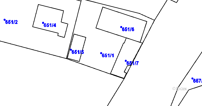 Parcela st. 651/1 v KÚ Malešice, Katastrální mapa