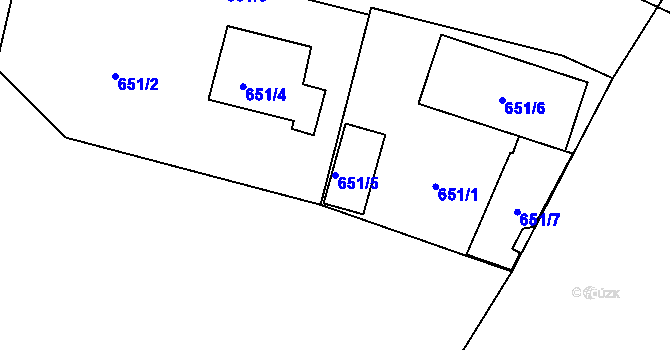 Parcela st. 651/5 v KÚ Malešice, Katastrální mapa