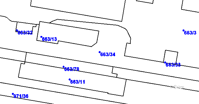 Parcela st. 663/34 v KÚ Malešice, Katastrální mapa