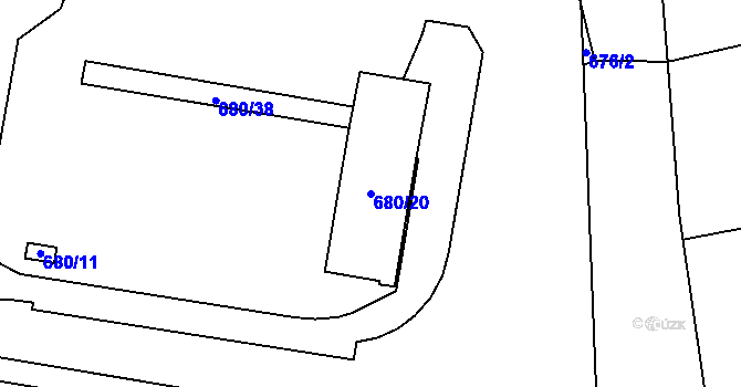 Parcela st. 680/20 v KÚ Malešice, Katastrální mapa